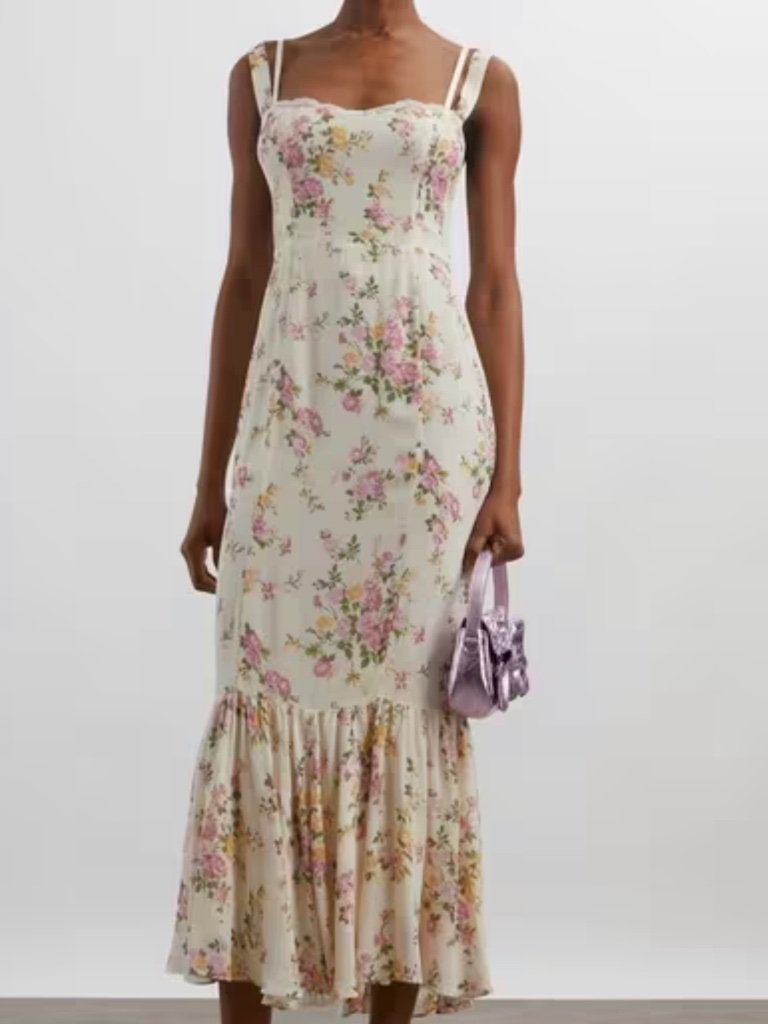 Nwt Reformation Irisa Floral Flounce Maxi Dress. Size 2